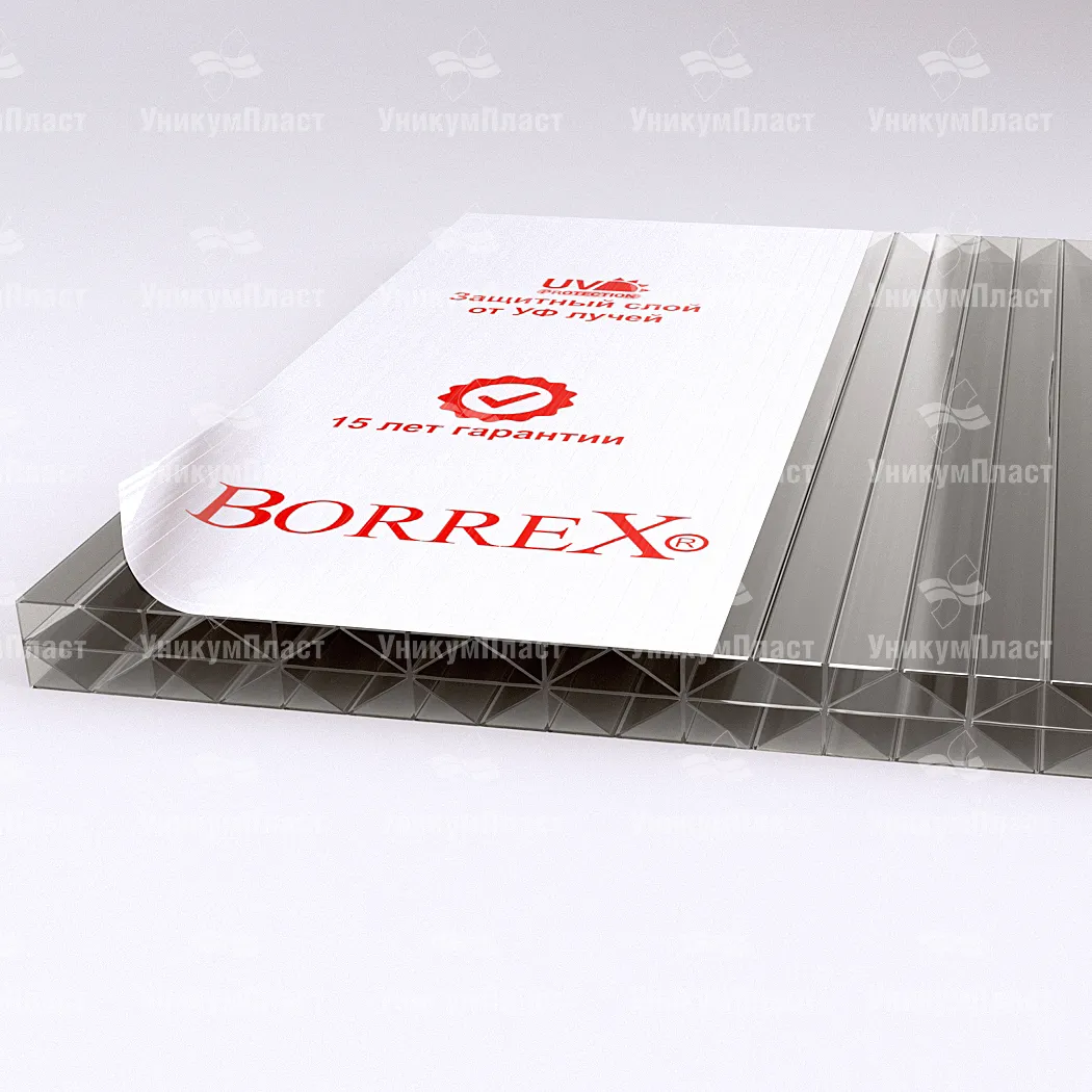 Сотовый поликарбонат 16 мм Borrex 3RX серый фото