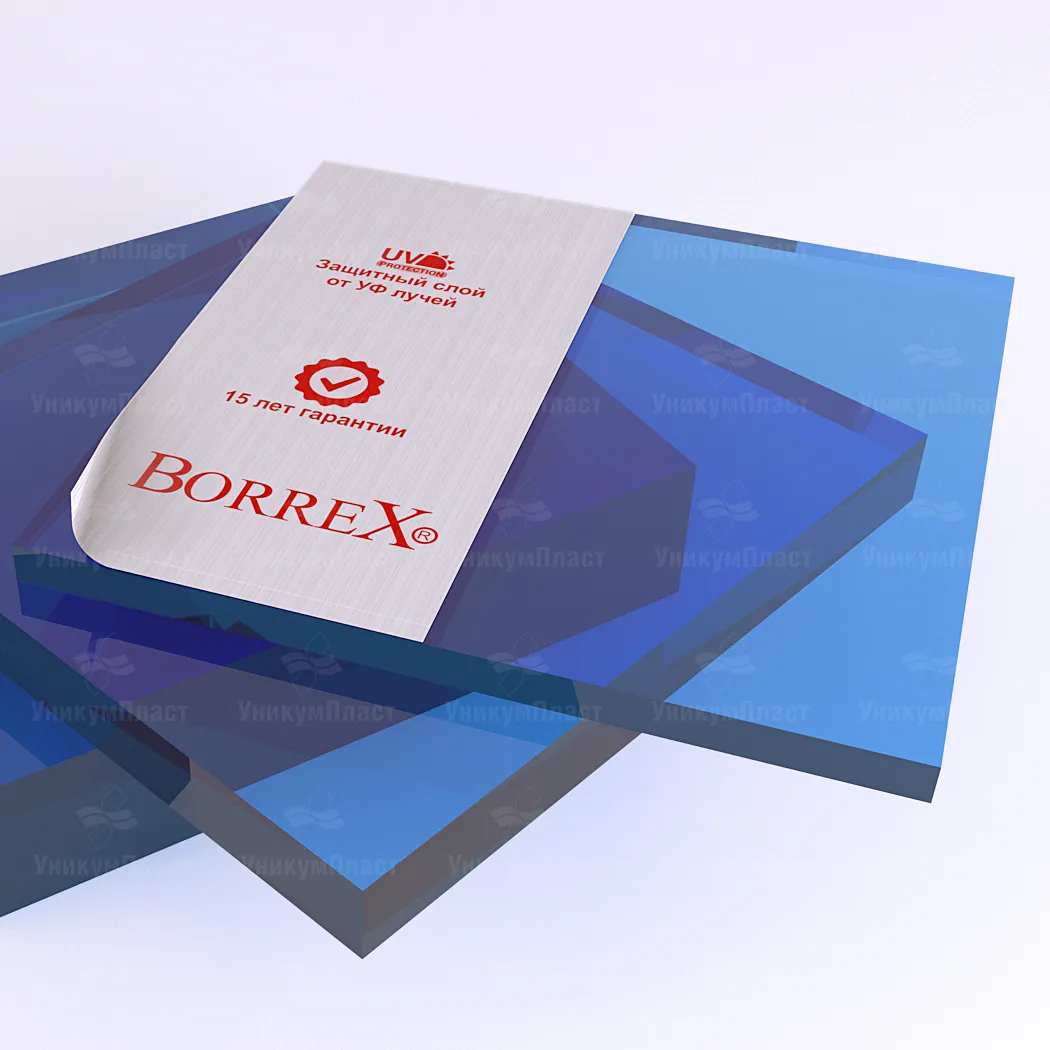 Монолитный поликарбонат Borrex синий 3 мм фото