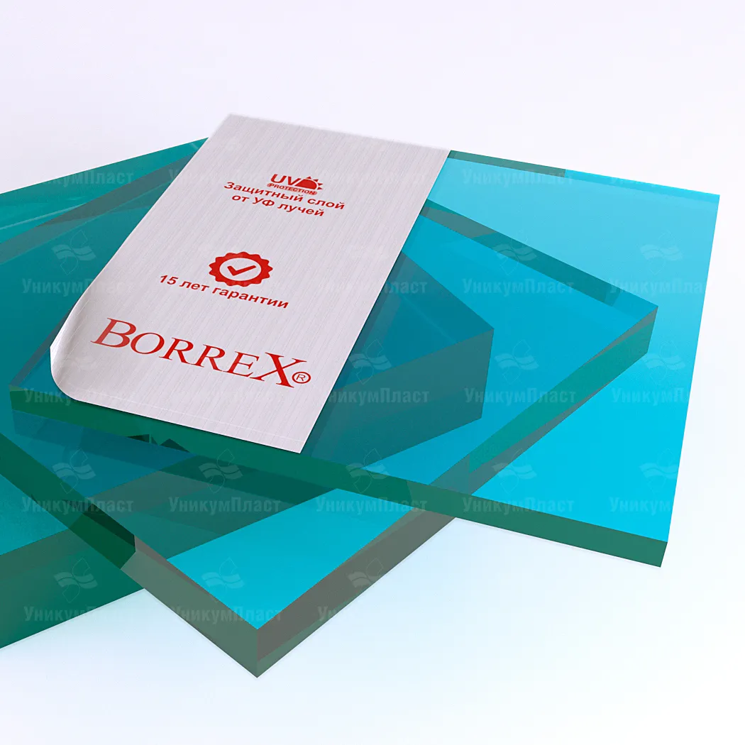 Монолитный поликарбонат Borrex бирюза 2 мм Монолитный поликарбонат Borrex бирюза 2 мм